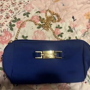 Blue Handbag with Gold Chain made in Italy
